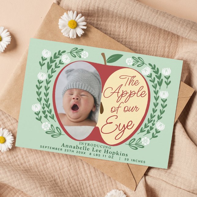 The Apple of Our Eye Photo Birth Announcement (Creator Uploaded)
