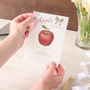 The Apple of our eye Watercolor Baby Shower Vellum Invitations