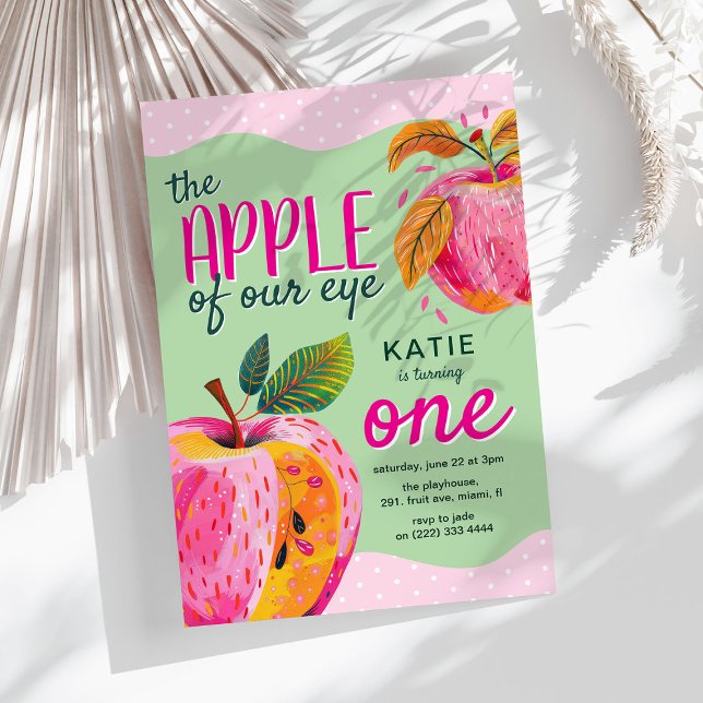 The Apple of our Eye' Whimsical 1st Birthday  Invitation (Creator Uploaded)
