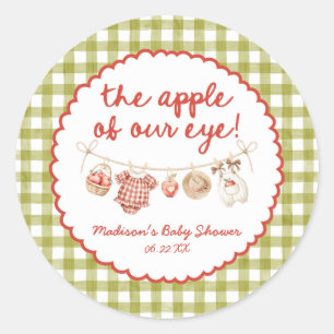 The Apple Of Our Eye Whimsical Fall Baby Shower Classic Round Sticker