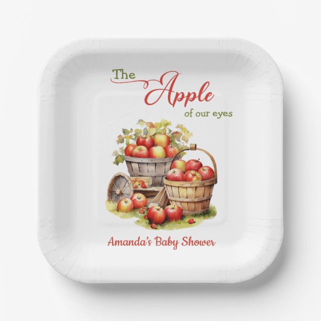 The Apple of Our Eyes Fall Harvest Baby Shower Paper Plate (Front)