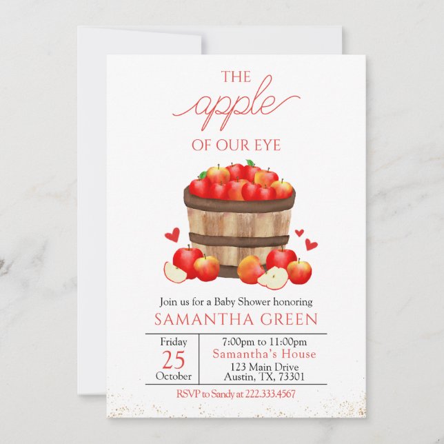 The Apple of The Eye Baby Shower Invitation (Front)