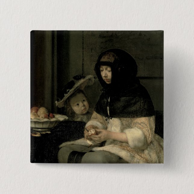 The Apple Peeler, 1660 15 Cm Square Badge (Front)