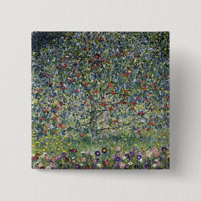The Apple Tree (by Gustav Klimt) 15 Cm Square Badge (Front)