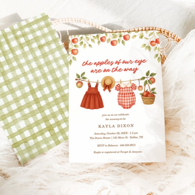 The Apples of our Eye Twin Girls Fall Baby Shower Invitation (Creator Uploaded)