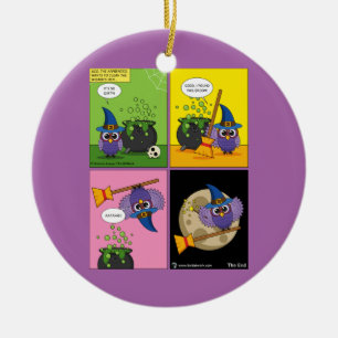 The Apprentice Wizard - Cleaning Comic Ceramic Tree Decoration