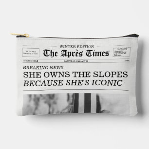 The Après Times Newspaper She Owns The Slopes Accessory Pouch