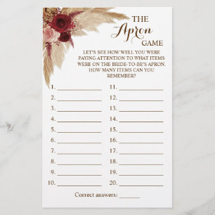 The Apron Game Pampas Grass Shower Game Card