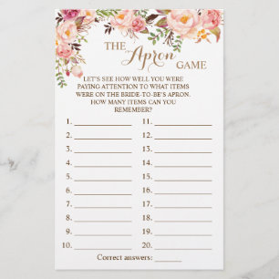 The Apron Shower Pink Floral Game Card