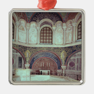 The apse with the baptismal font metal tree decoration