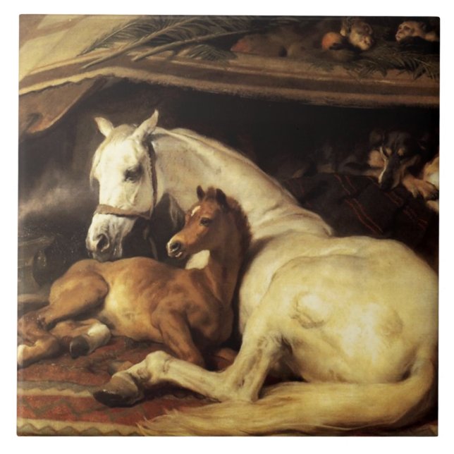 THE ARAB TENT WITH HORSES AND OTHER ANIMALS TILE (Front)