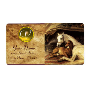 THE ARAB TENT WITH HORSES MONOGRAM brown yellow