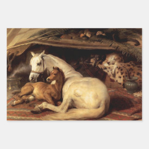 THE ARAB TENT WITH HORSES ,OTHER ANIMALS WRAPPING PAPER SHEET