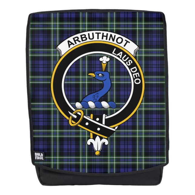 The Arbuthnot Clan Crest Tartan Plaid Backpack (Front)