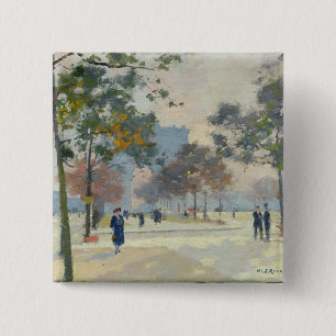 The Arc de Triomphe in Autumn, Paris 15 Cm Square Badge
