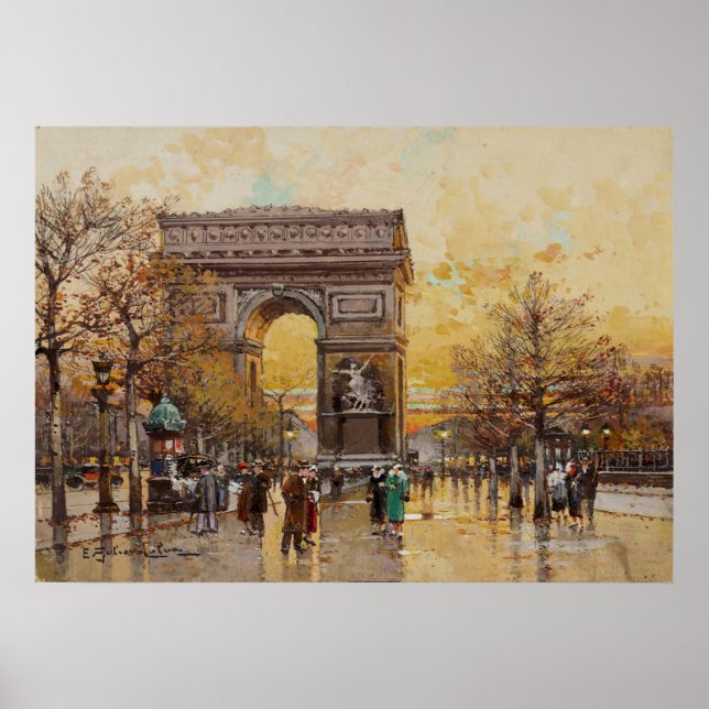 The Arc de Triomphe, Paris  by Eugene Galien Lalou Poster (Front)