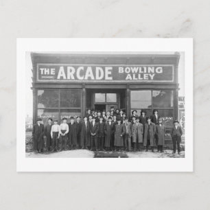 The Arcade Bowling Alley Vintage Saloon Postcard