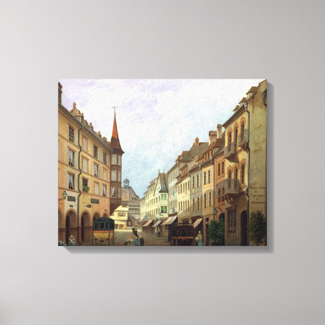 The Arcades, Grand Rue, Colmar, 1876 Canvas Print (Front)