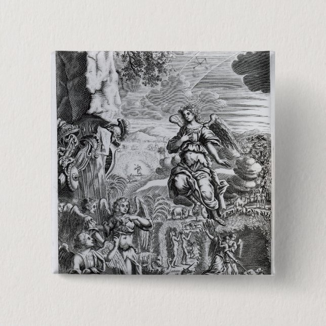 The archangel Uriel informs Gabriel 15 Cm Square Badge (Front)