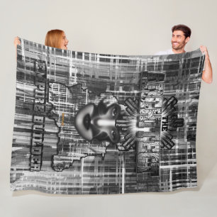 The Architect_Empire Builder Abstract Digital Art Fleece Blanket