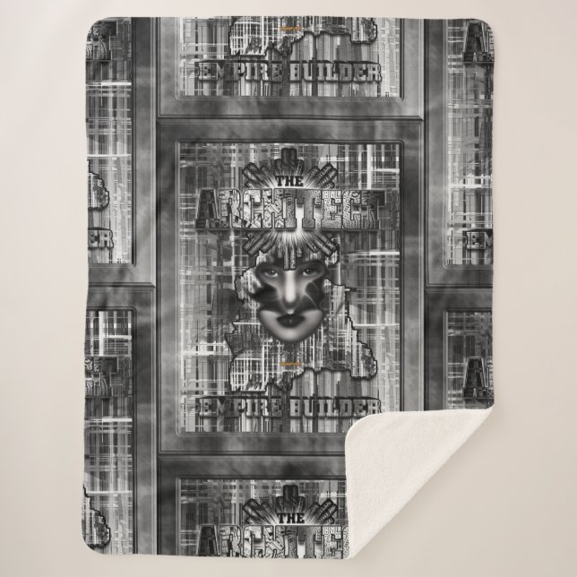 The Architect_Empire Builder Abstract Digital Art Sherpa Blanket (Front)