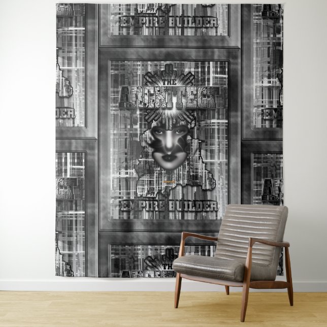 The Architect_Empire Builder Abstract Digital Art Tapestry (In Situ)