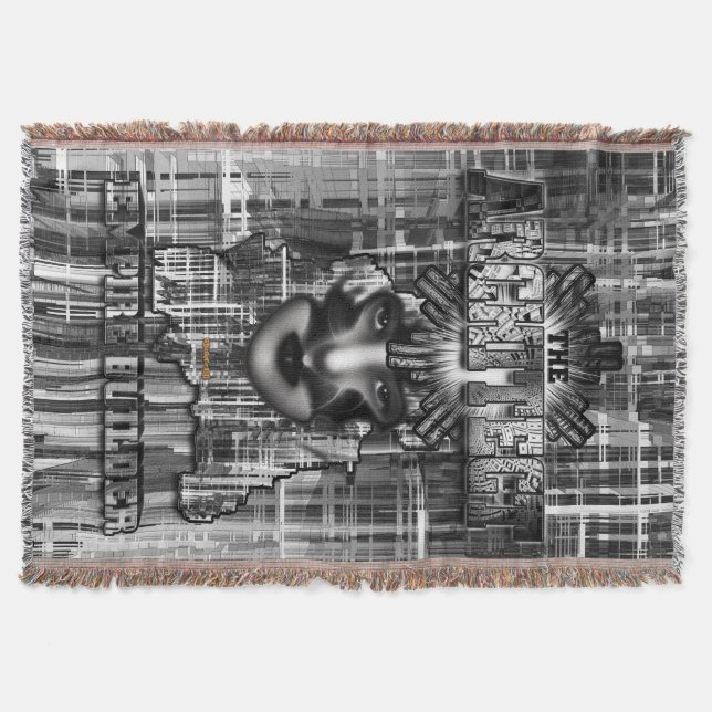 The Architect_Empire Builder Abstract Digital Art Throw Blanket (Front)