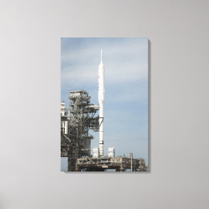 The Ares I-X rocket is seen on the launch pad Canvas Print