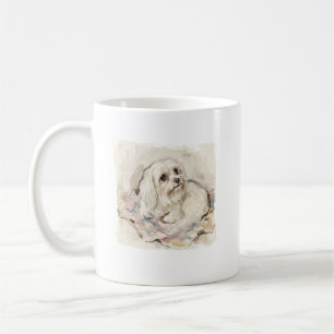 The Aristocratic Cloud: Watercolor Maltese Coffee Mug