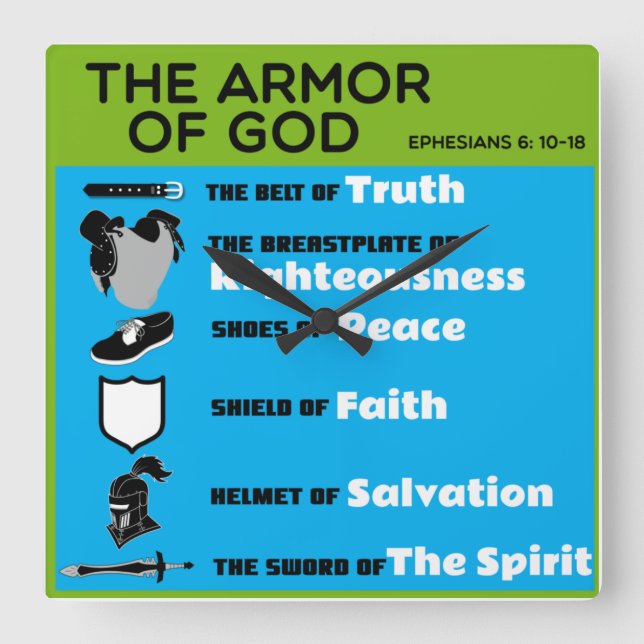 The Armor of God  Square Wall Clock (Front)