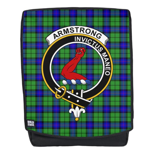 The Armstrong Ancient Clan Crest Tartan Plaid Backpack (Front)