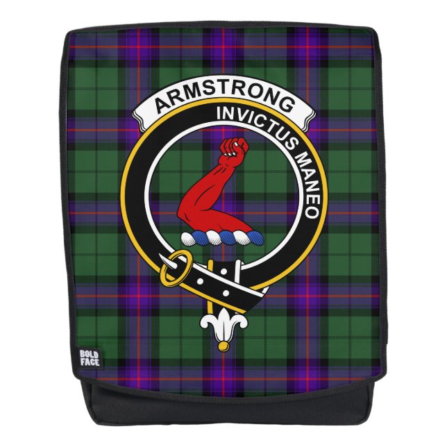 The Armstrong Clan Crest Tartan Plaid Backpack (Front)
