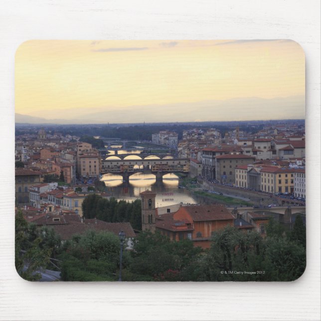 The Arno river and Ponte Vecchio in Florence, Mouse Pad (Front)