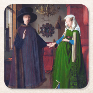 The Arnolfini Portrait, Jan van Eyck Square Paper Coaster