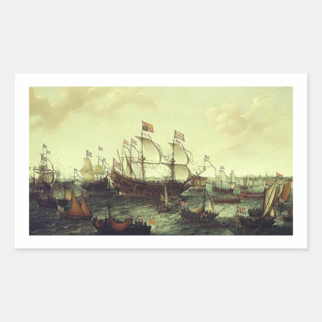 The Arrival of the Elector Palatine at Flushing  Rectangular Sticker (Front)
