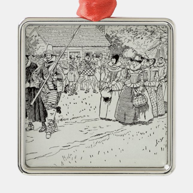 The Arrival of the Young Women at Jamestown Metal Tree Decoration (Front)