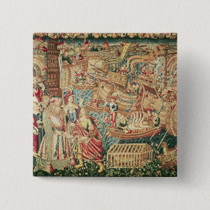 The Arrival of Vasco da Gama in Calcutta 15 Cm Square Badge