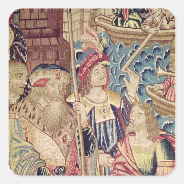 The Arrival of Vasco da Gama  in Calicut Square Sticker (Front)