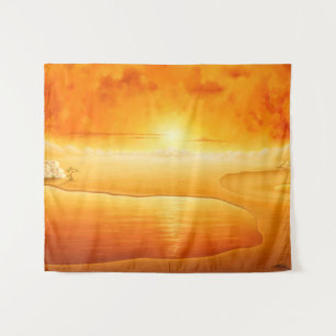 "The Arrival" surrealistic sunset desert painting Tapestry