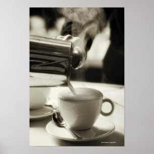 The art of fresh coffee making / adding steamed poster