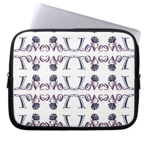 The Art of Love: Elegant Letters and Blooming Rose Laptop Sleeve