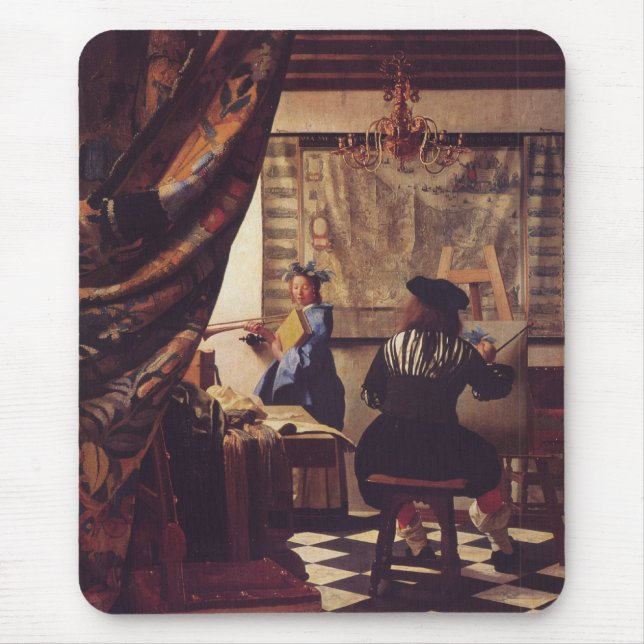 The Art of Painting by Johannes Vermeer Mouse Pad (Front)