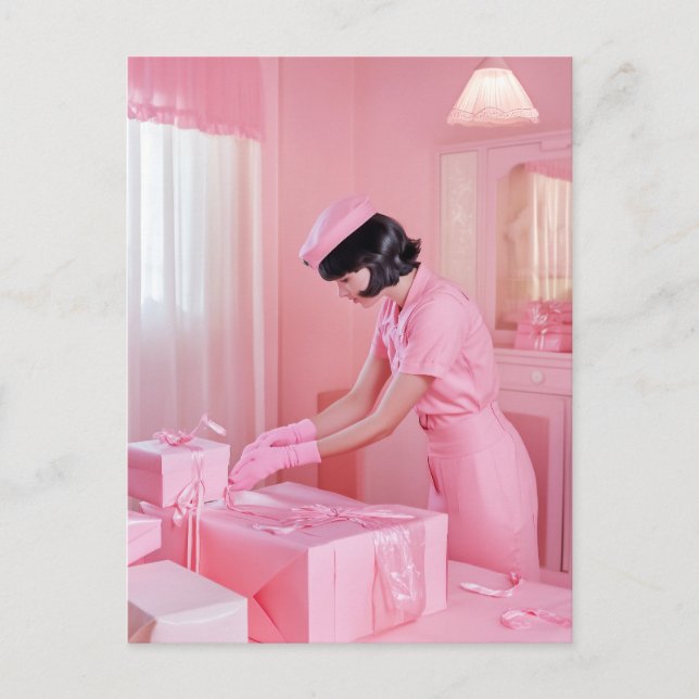 The Art of Pink Gift Wrapping Postcard (Front)