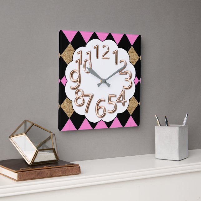 The-Art-of-Time Alice Harlequin Square Wall Clock (Office)