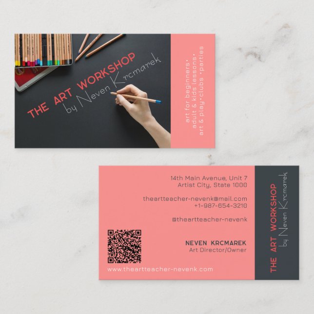 The Art Workshop Red Artist Business Card (Front/Back)