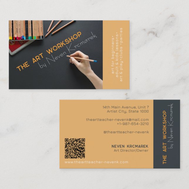 The Art Workshop Yellow Artist Business Card (Front/Back)