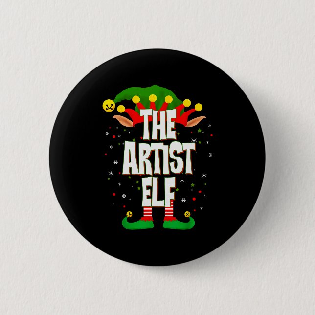 The Artist Elf Christmas  6 Cm Round Badge (Front)