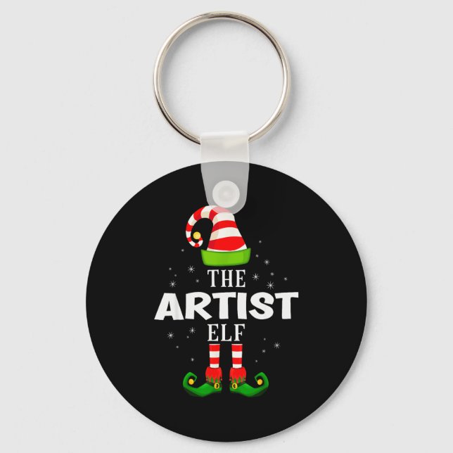 The Artist Elf Christmas Pjs Matching Pajama  Key Ring (Front)