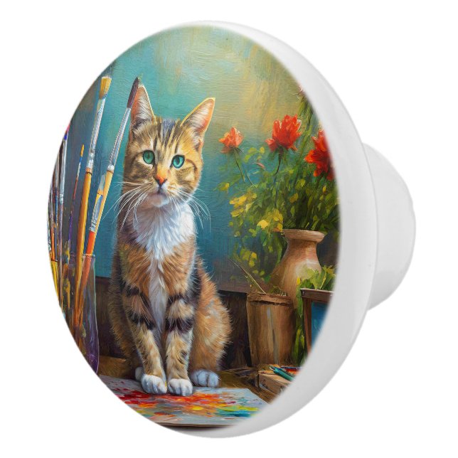 The Artistic Cat Ceramic Knob (Right)