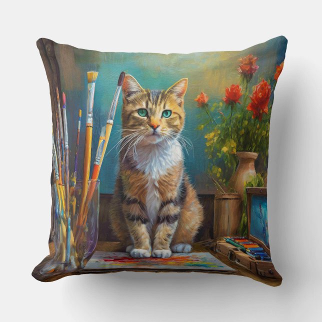 The Artistic Cat Cushion (Front)
